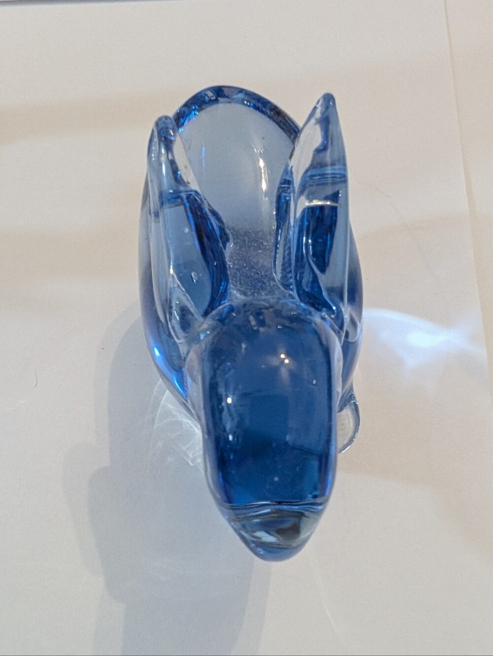 FM Konstglas Sweden Ice Blue Art Glass Rabbit Sculpture Mid Century
